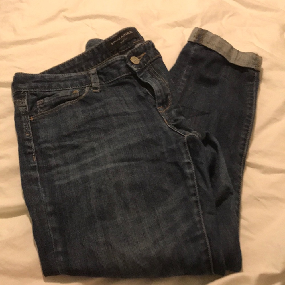Banana republic dark wash jeans with cuff detail